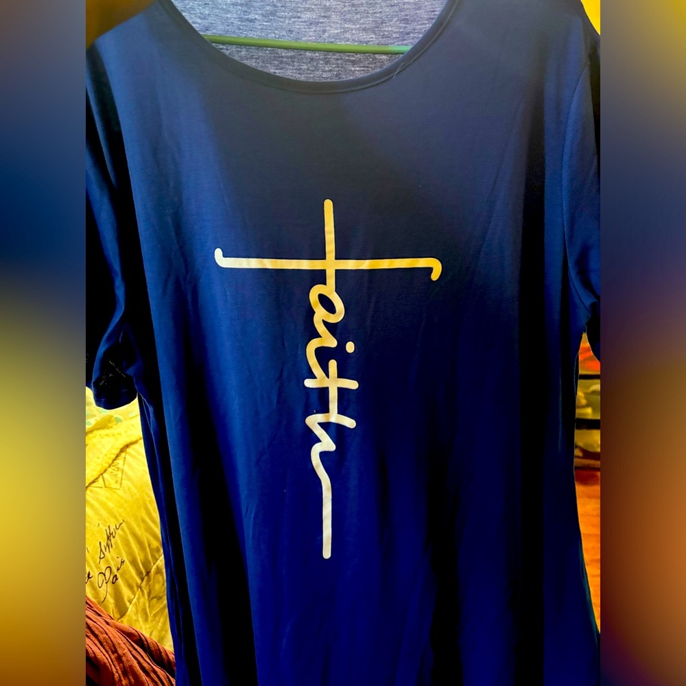 Long blue “Faith” dress